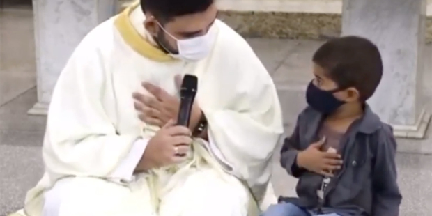 5-year-old child disturbs homily as well as requests for prayers for his